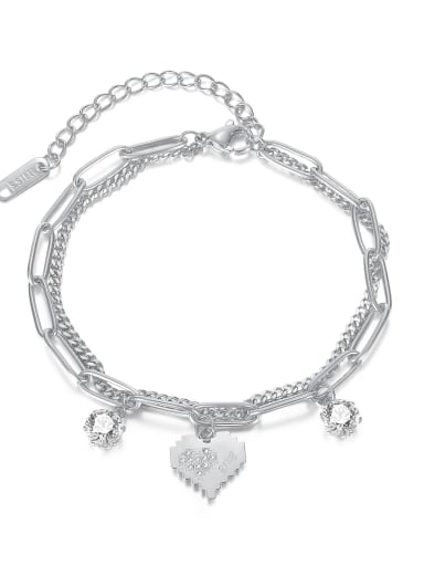 Titanium Steel Heart Minimalist Double Layer Chain Bracelet