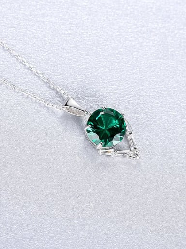 Green 20A05 925 Sterling Silver Cubic Zirconia Geometric Dainty Necklace
