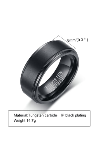All black TCR 015 Tungsten Geometric Minimalist Band Ring