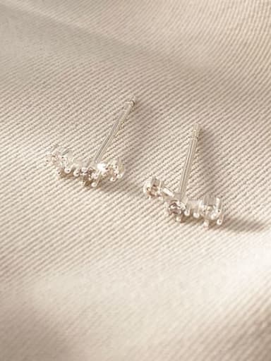 925 Sterling Silver Cubic Zirconia Irregular Minimalist Stud Earring