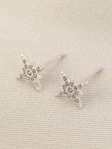 925 Sterling Silver Cubic Zirconia Star Vintage Cluster Earring