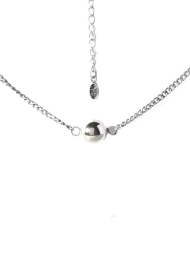 925 Sterling Silver Bead Round Minimalist Pendant Necklace