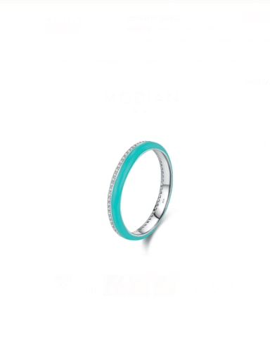 RHR1594 925 Sterling Silver Enamel Geometric Minimalist Band Ring