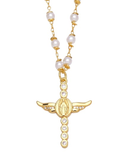 B Brass Imitation Pearl Religious Ethnic Regligious Necklace