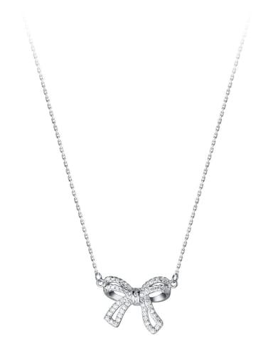 Silver 925 Sterling Silver Cubic Zirconia Butterfly Dainty Necklace