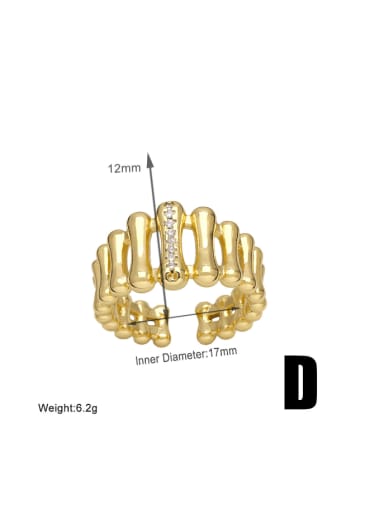 D Brass Cubic Zirconia Star Hip Hop Band Ring