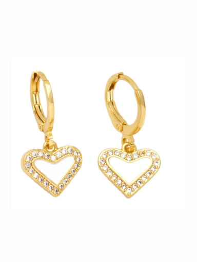 white Brass Enamel Heart Minimalist Huggie Earring