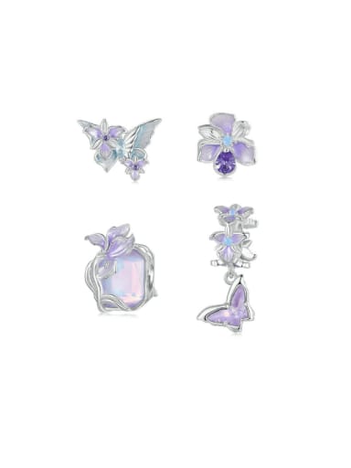 925 Sterling Silver Cubic Zirconia Multi Color Trend Butterfly DIY Pendant