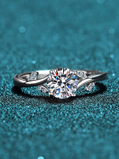 Sterling Silver Moissanite Round Dainty Solitaire Engagement Rings