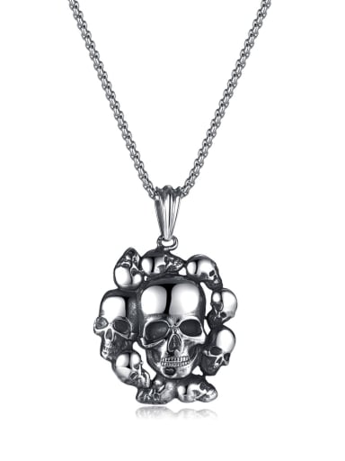 custom Stainless steel Skull Hip Hop Long Strand Necklace