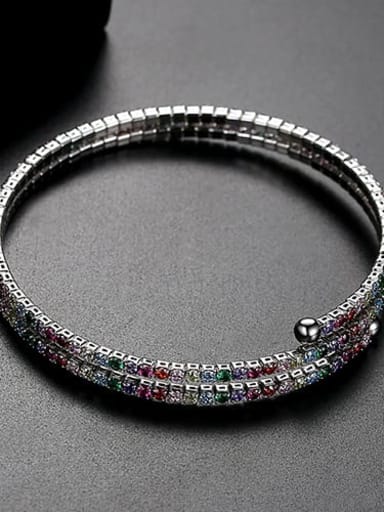Color plating platinum t14f17 Copper Cubic Zirconia Multi Color Round Luxury Bracelet