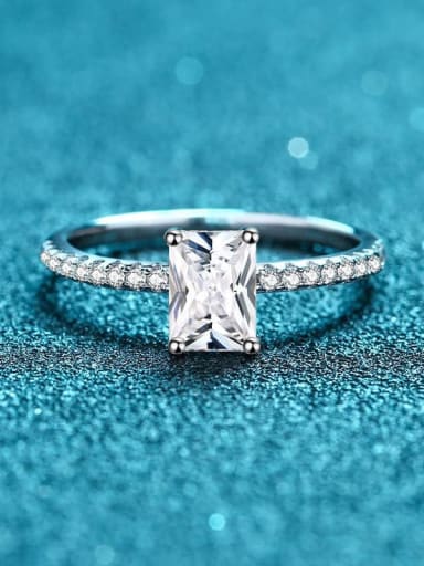 925 Sterling Silver Moissanite Geometric Classic Band Ring