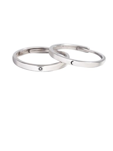 925 Sterling Silver Rhinestone Round Minimalist Couple Ring