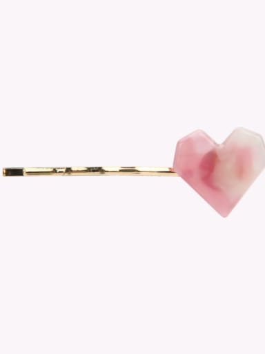 Pink Alloy Cellulose Acetate Minimalist Heart  Hair Pin