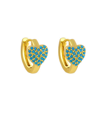 Brass Cubic Zirconia Heart Bohemia Stud Earring