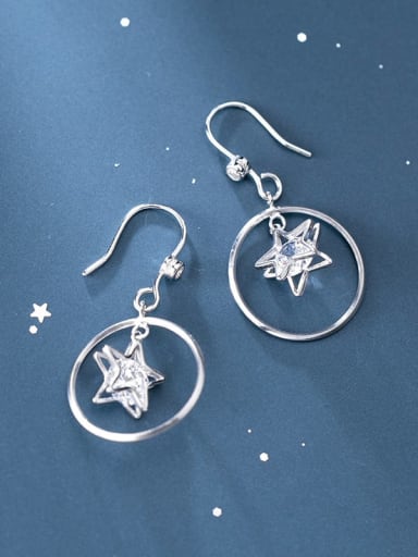 925 Sterling Silver Cubic Zirconia Star Minimalist Hook Earring