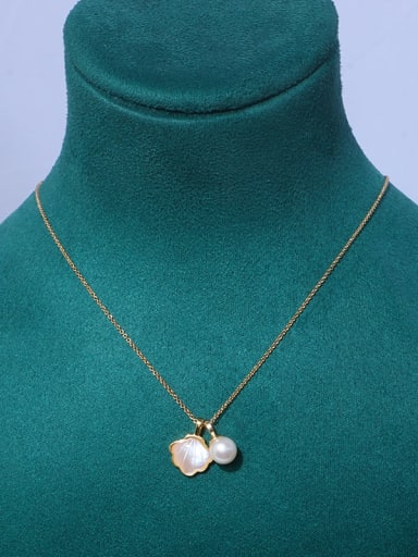 Brass Freshwater Pearl Cloud Minimalist Necklace