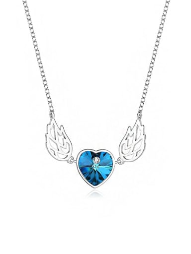 JYXZ 036 (Gradient Blue) 925 Sterling Silver Austrian Crystal Wing Classic Necklace