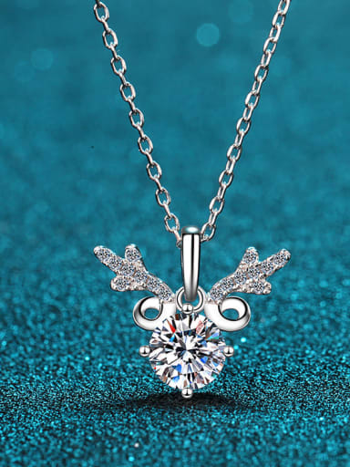 Sterling Silver Moissanite Deer Dainty Necklace