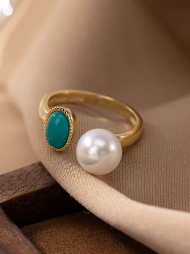 Ring (open) 925 Sterling Silver Turquoise Irregular  Vintage Pendant