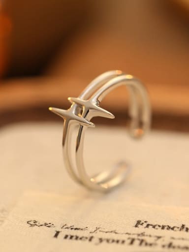 RS1066  Platinum 925 Sterling Silver Cross Minimalist Stackable Ring