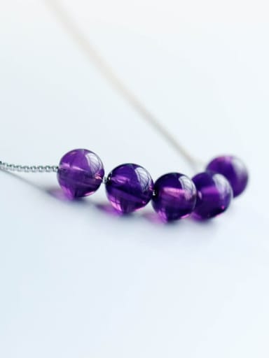 925 Sterling Silver Fashion simple Glass Bead Necklace