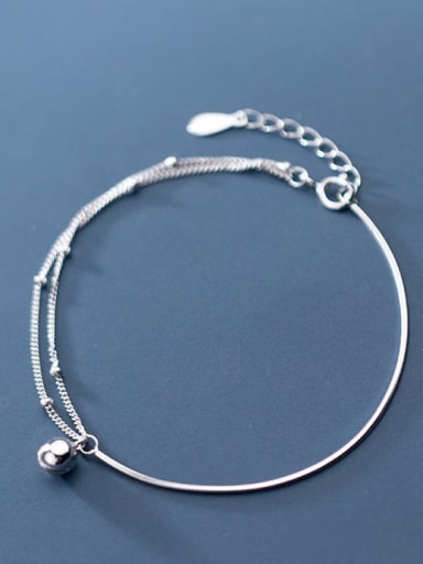 925 sterling silver round minimalist strand bracelet