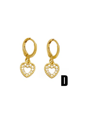 D Brass Cubic Zirconia Star Vintage Huggie Earring