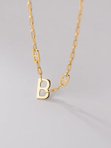 925 Sterling Silver Letter Minimalist Hollow Chain Necklace