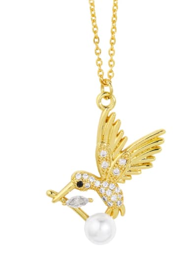 Brass Cubic Zirconia Bird Vintage Necklace