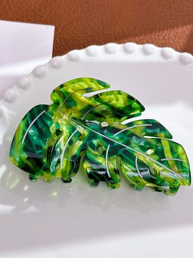 Colorful green 9.3cm Cellulose Acetate Trend Leaf Alloy Jaw Hair Claw