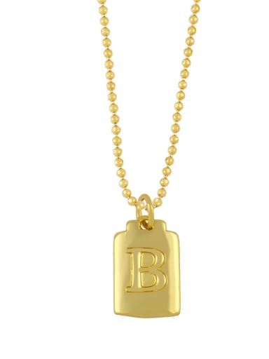 B Brass Geometry Letter Vintage Necklace