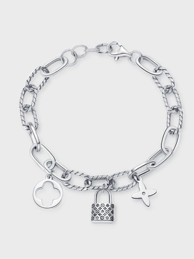 925 Sterling Silver Cross Vintage Link Bracelet