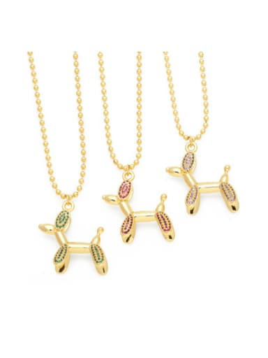 Brass Cubic Zirconia Dog Hip Hop Necklace