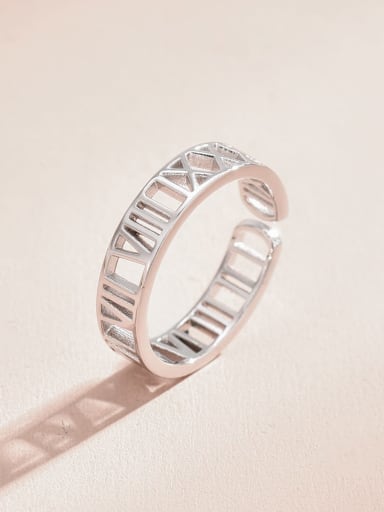 White gold Roman numeral ring 925 Sterling Silver Geometric Minimalist Huggie Earring
