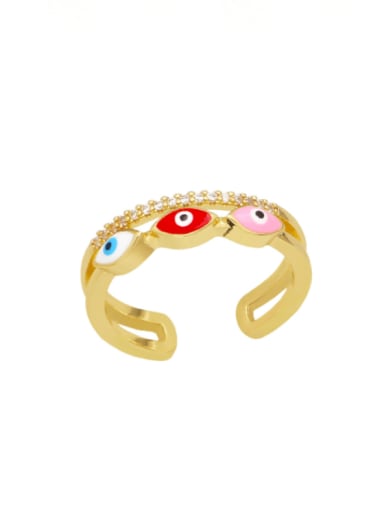 Mixed color Brass Enamel Cubic Zirconia Evil Eye Minimalist Band Ring