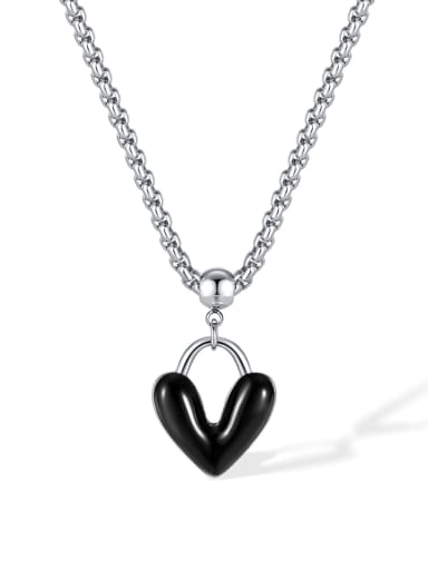 Stainless steel Enamel Heart Hip Hop Necklace