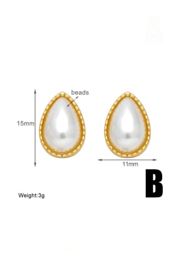 B Brass Imitation Pearl Water Drop Vintage Stud Earring