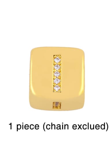Brass Cubic Zirconia square  Letter Minimalist Adjustable Bracelet