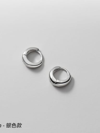 silver 9mm 925 Sterling Silver Geometric Minimalist Huggie Earring