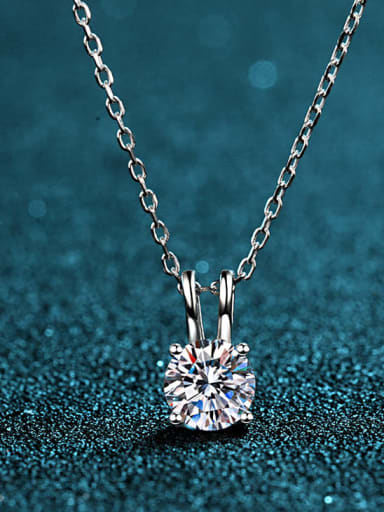 Sterling Silver Moissanite Square Dainty Necklace