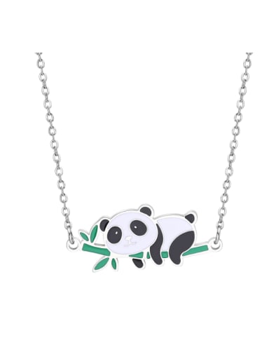 Stainless steel Enamel Panda  Minimalist Necklace