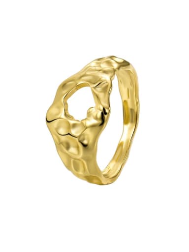 Brass Geometric Minimalist Recessed Texture Ring