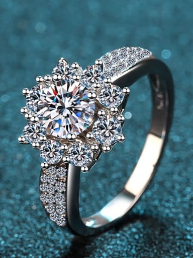 custom Sterling Silver Moissanite White Flower  Dainty Engagement Rings