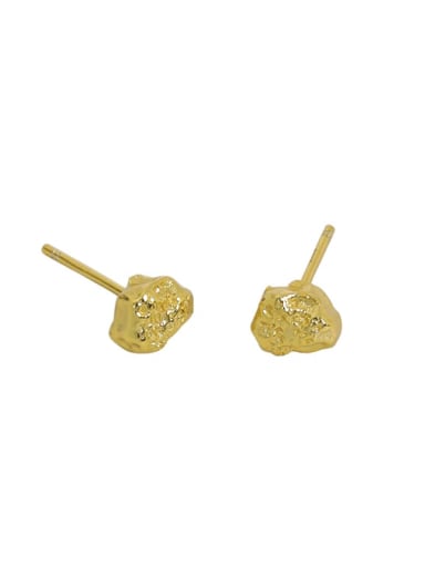 Gold 925 Sterling Silver Geometric Vintage Stud Earring