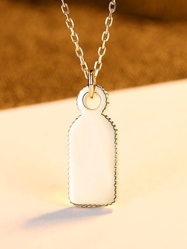 925 Sterling Silver Simple fashion square pendant Necklace