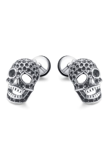 789 steel stud steel color Titanium Steel Skull Hip Hop Stud Earring