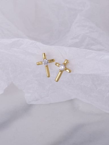 925 Sterling Silver Cross Minimalist Stud Earring