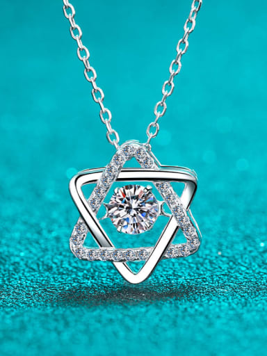 Sterling Silver Moissanite Hollow Star Dainty  Pendant Necklace