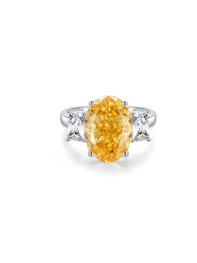 FDJZ 061 Goose Yellow 925 Sterling Silver High Carbon Diamond Geometric Luxury Cocktail Ring